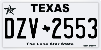 TX license plate DZV2553