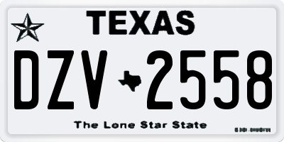 TX license plate DZV2558