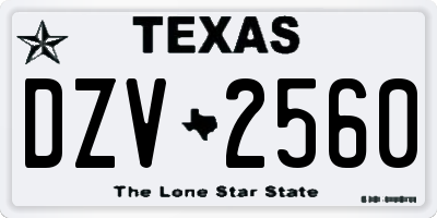TX license plate DZV2560