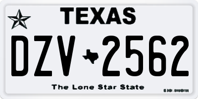 TX license plate DZV2562