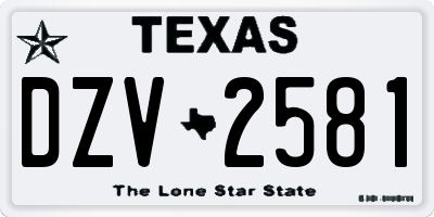 TX license plate DZV2581