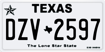 TX license plate DZV2597