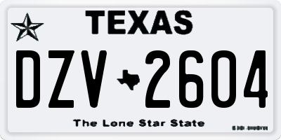 TX license plate DZV2604