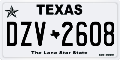 TX license plate DZV2608