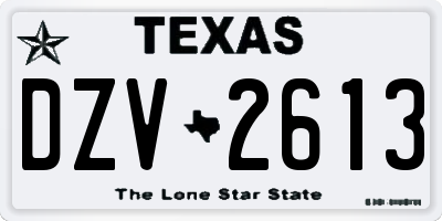 TX license plate DZV2613