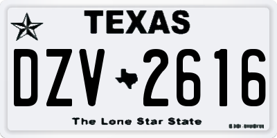 TX license plate DZV2616