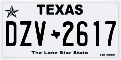 TX license plate DZV2617