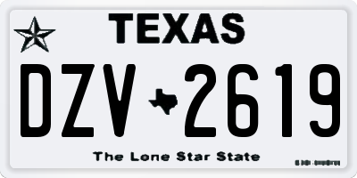 TX license plate DZV2619
