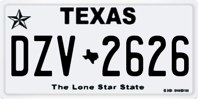 TX license plate DZV2626