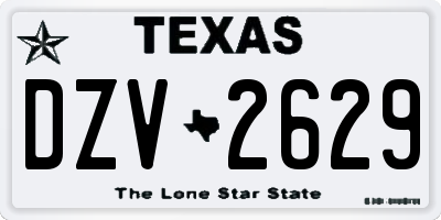 TX license plate DZV2629