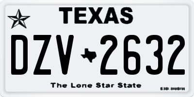TX license plate DZV2632