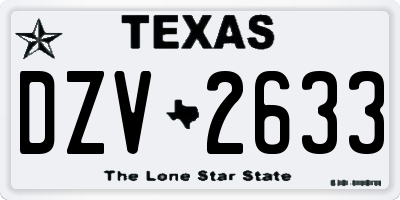 TX license plate DZV2633