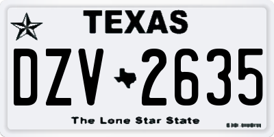 TX license plate DZV2635
