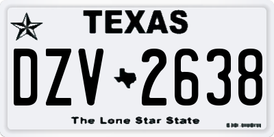 TX license plate DZV2638