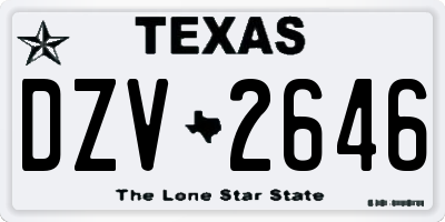 TX license plate DZV2646