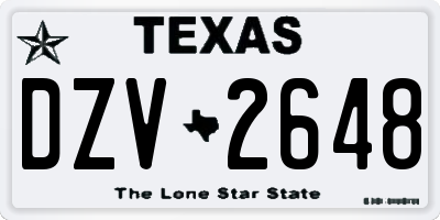 TX license plate DZV2648