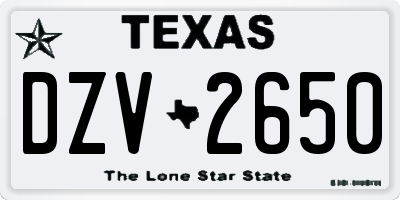 TX license plate DZV2650