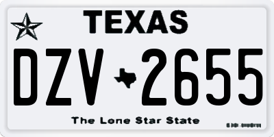 TX license plate DZV2655