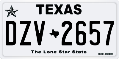 TX license plate DZV2657