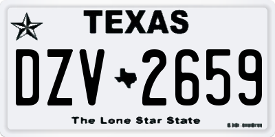 TX license plate DZV2659