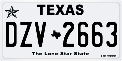 TX license plate DZV2663