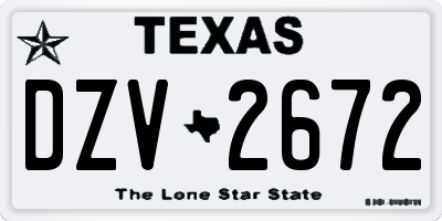 TX license plate DZV2672