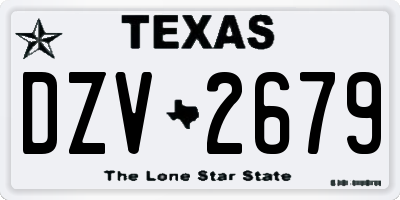 TX license plate DZV2679