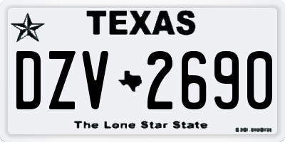 TX license plate DZV2690