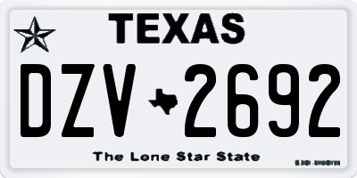 TX license plate DZV2692