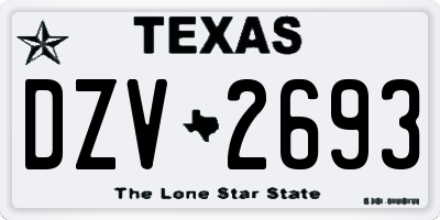 TX license plate DZV2693