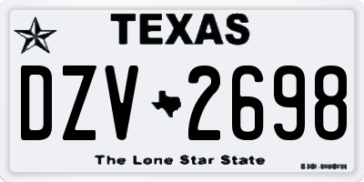 TX license plate DZV2698
