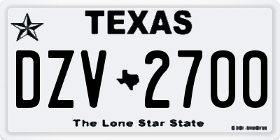 TX license plate DZV2700