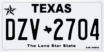 TX license plate DZV2704