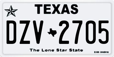 TX license plate DZV2705