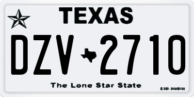 TX license plate DZV2710
