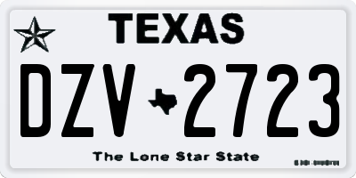 TX license plate DZV2723