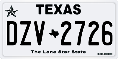 TX license plate DZV2726