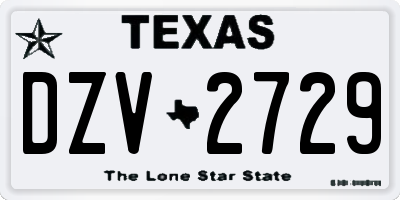TX license plate DZV2729