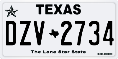 TX license plate DZV2734