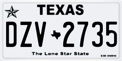 TX license plate DZV2735