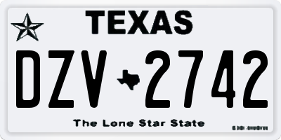TX license plate DZV2742