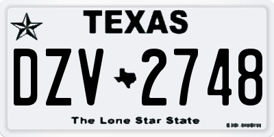 TX license plate DZV2748