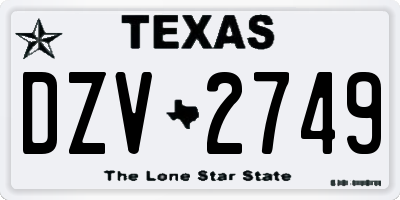 TX license plate DZV2749