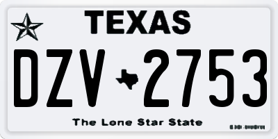 TX license plate DZV2753
