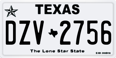 TX license plate DZV2756