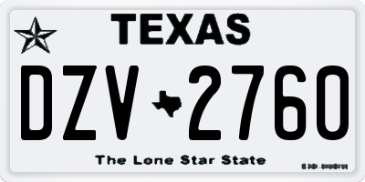 TX license plate DZV2760