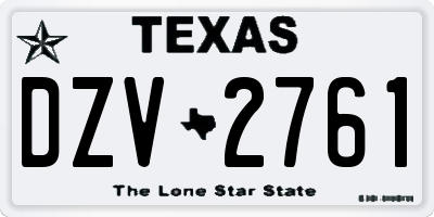 TX license plate DZV2761