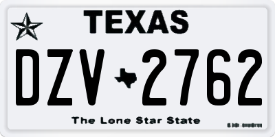 TX license plate DZV2762