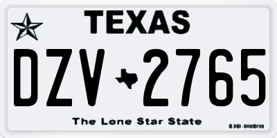 TX license plate DZV2765