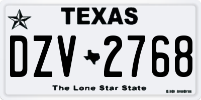 TX license plate DZV2768